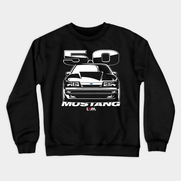 Foxbody 5.0 Ford Mustang 4 Eye Crewneck Sweatshirt by LYM Clothing